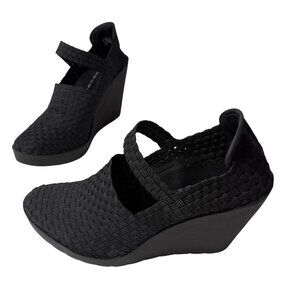 STEVEN by SM Melody Womens‎ Mary Jane Basket Weave Platform Wedge Size 10 Black